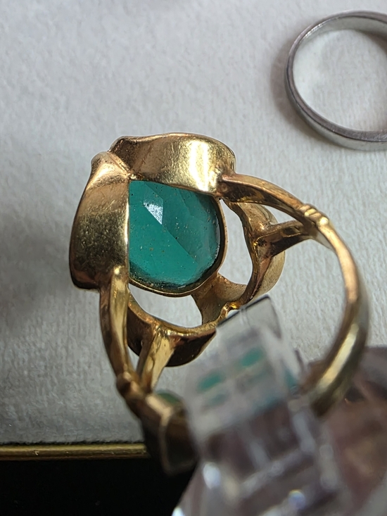 Emerald Statement Ring - Aspen 18KT HGF Emerald Cut Green Stone Statement Ring Large Gold Filled Ring 5